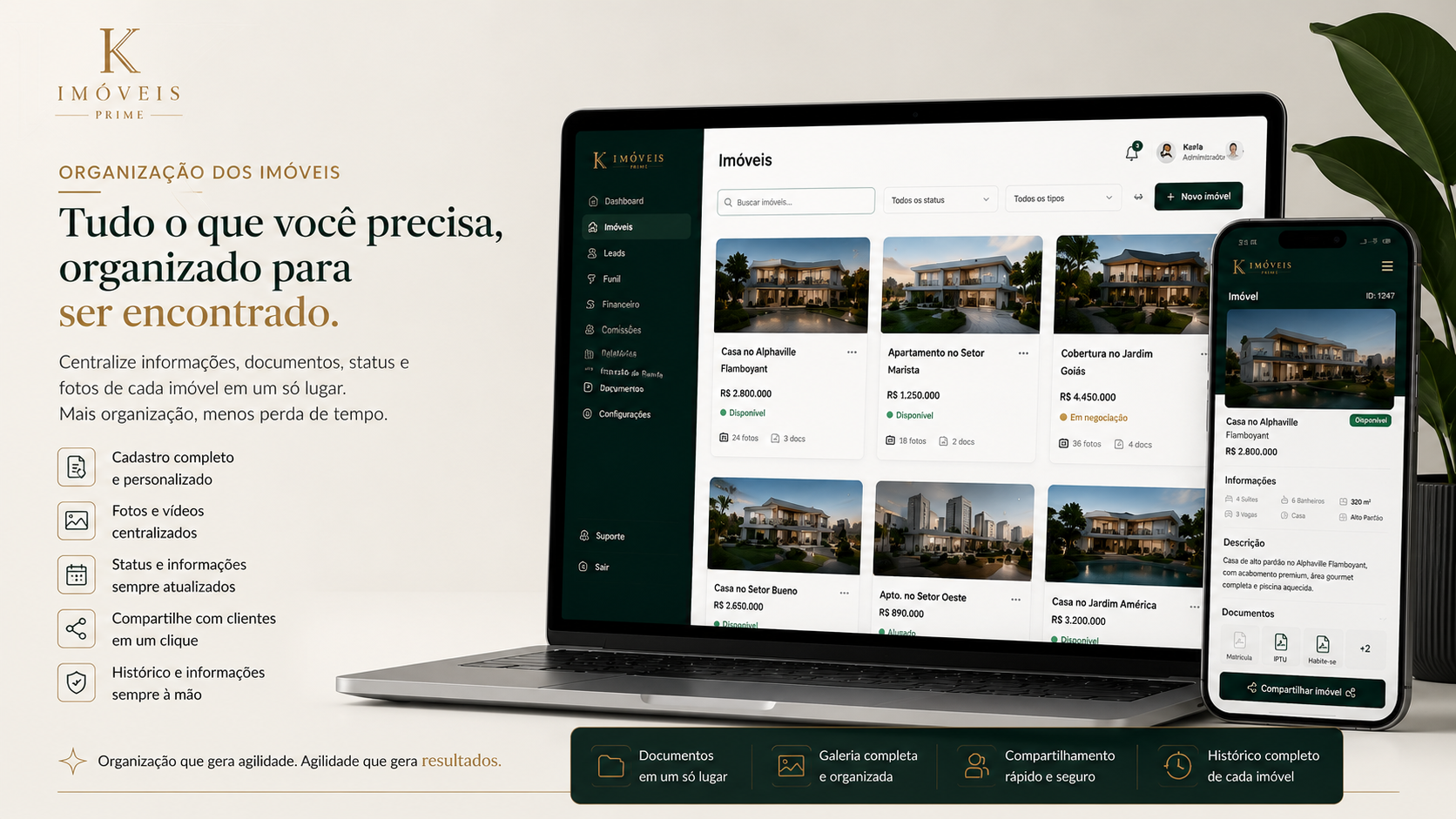 Slide da organização dos imóveis.