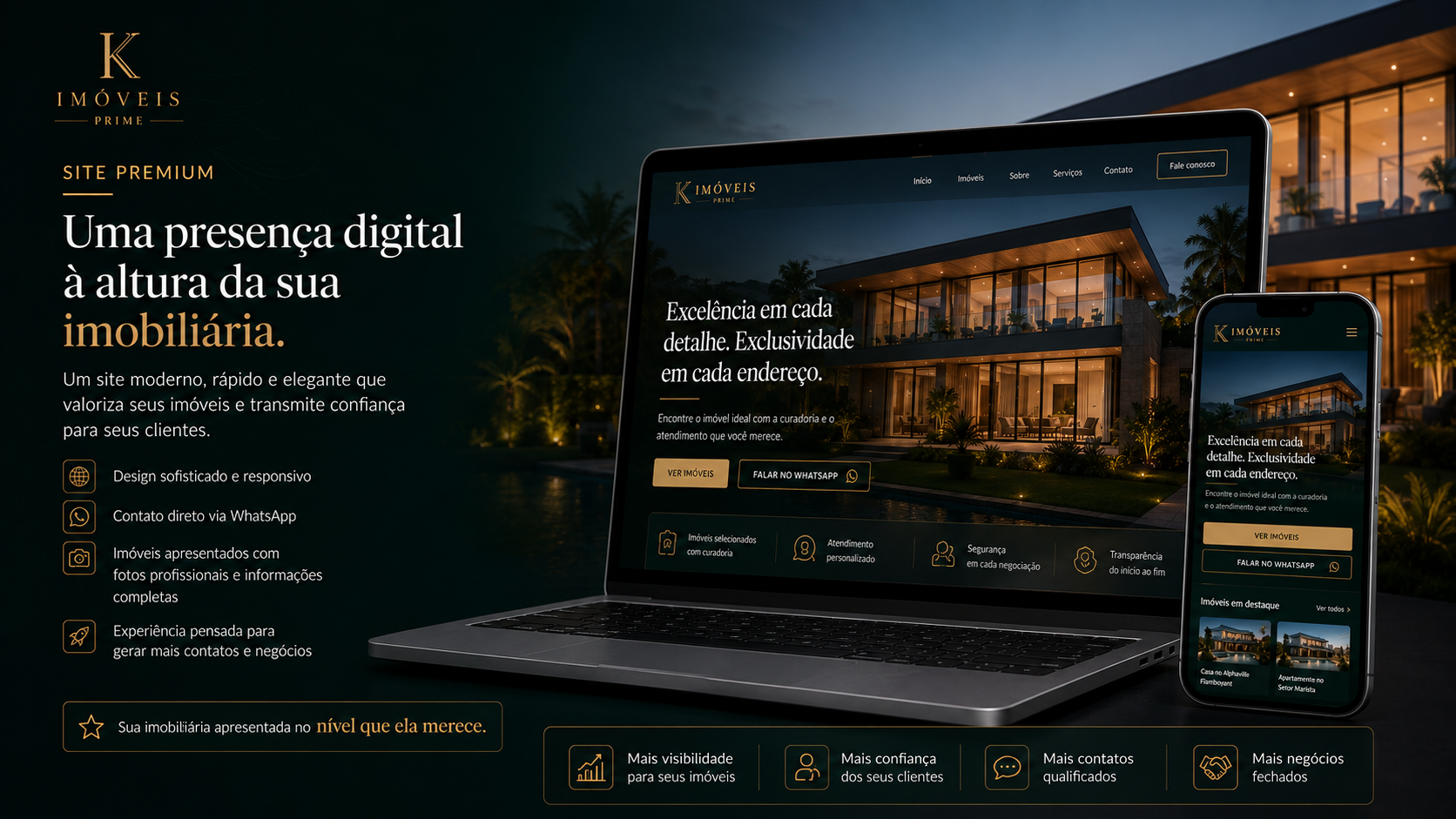 Slide de site premium da K Imóveis Prime.